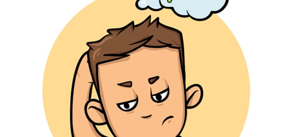 Worried boy thinking about viruses. Coronavirus prevention, world quarantine. Cartoon design icon. Colorful flat vector illustration, isolated on white background.