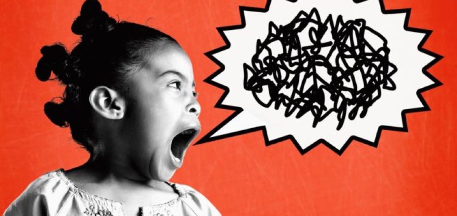 Girl (6-8) yelling (Digital Composite)