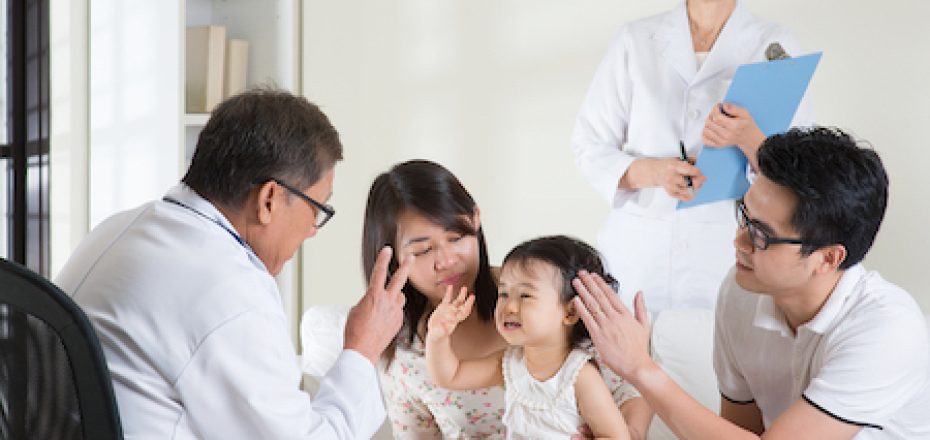 Family consult pediatrician. Doctor and patient healthcare concept.